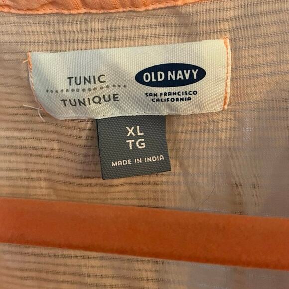 Old Navy Orange Swifty 3/4 Sleeve Blouse Top Shirt Large 100% Cotton  Coastal - Picture 3 of 5